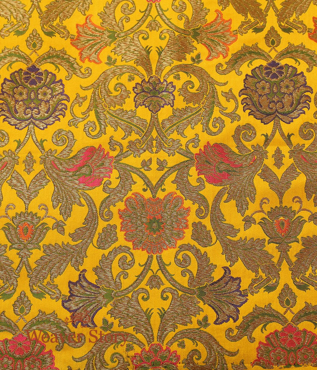 Handloom_Yellow_Meenakari_Kimkhab_Fabric_WeaverStory_02