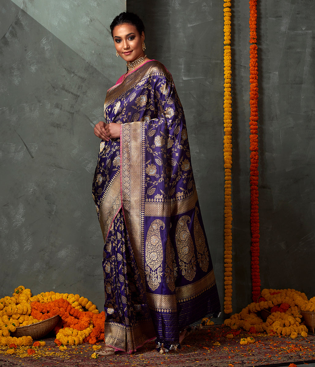 Handwoven_Purple_Kadhwa_Jangla_Saree_WeaverStory_02