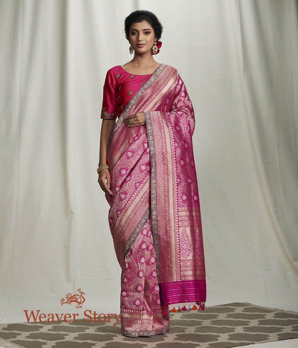 Handloom_Pink_Zari_Kimkhab_Saree_with_Meenakari_Border_WeaverStory_02