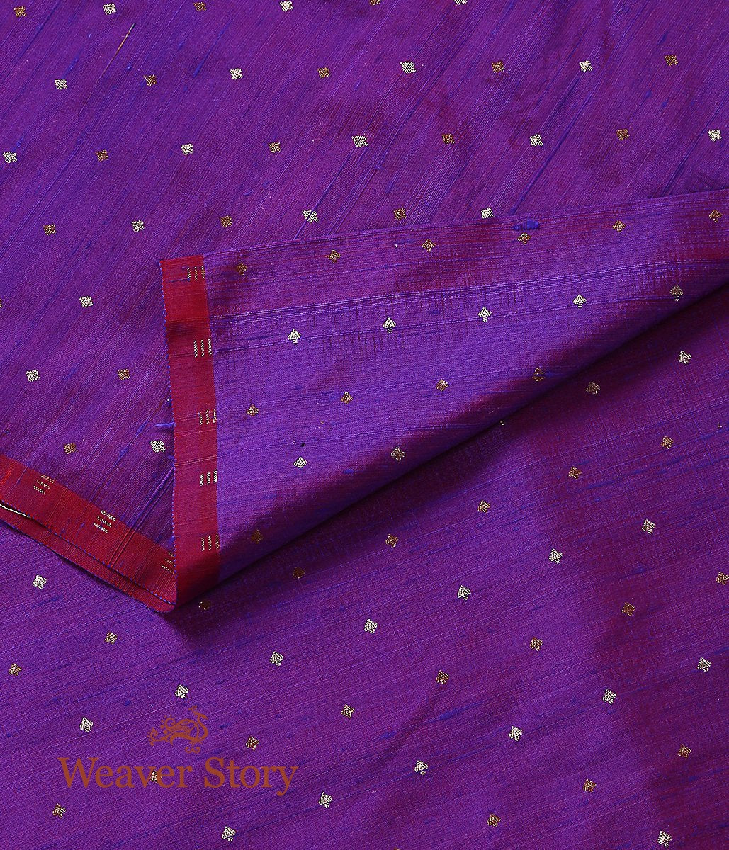 Handloom_Purple_Tusser_Zari_Booti_Fabric_WeaverStory_02
