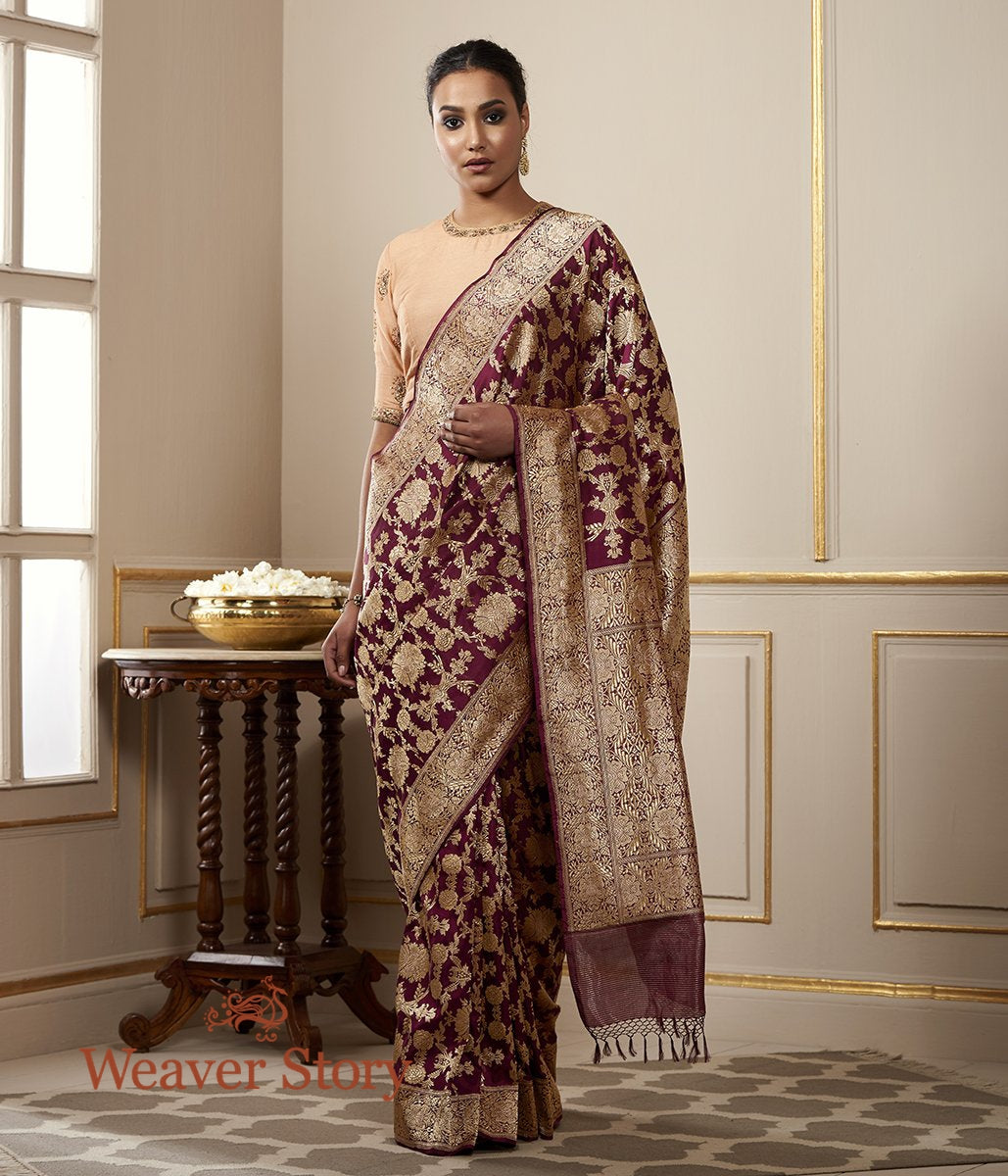 Handloom_Wine_Banarasi_Jangla_with_Fine_Meenakari_WeaverStory_02