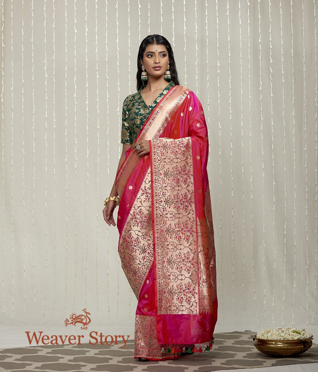 Handwoven_Pink_Banarasi_Saree_with_Paithani_Inspired_Border_WeaverStory_02
