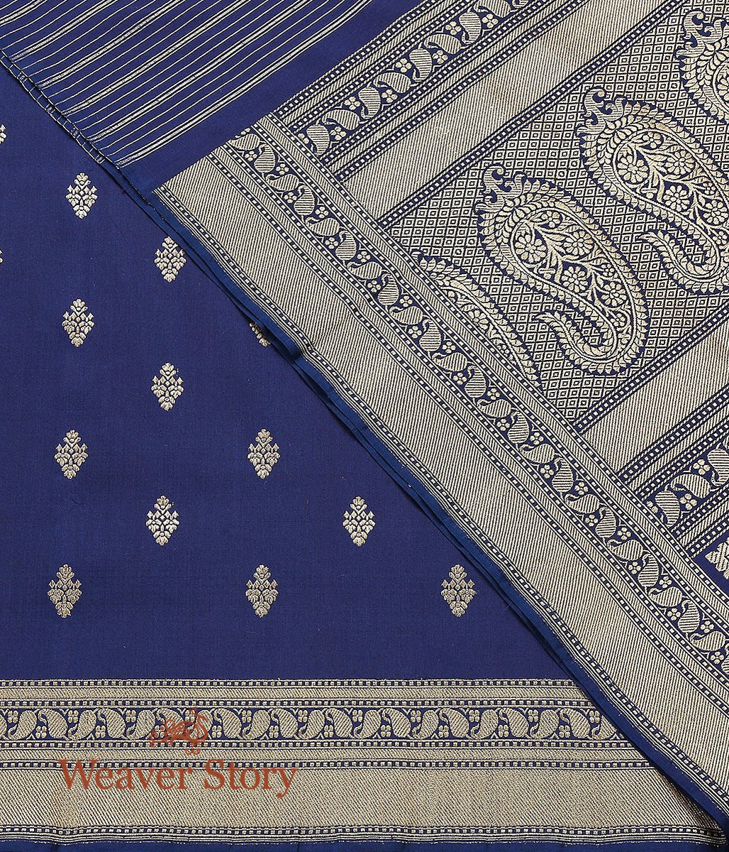 Handloom_Blue_Kadhwa_Booti_Dupatta_WeaverStory_04