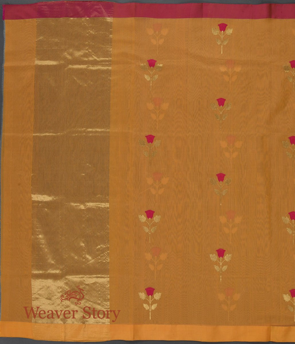Handloom_Cotton_Silk_Chanderi_Dupatta_with_Rose_Flower_Motif_WeaverStory_02