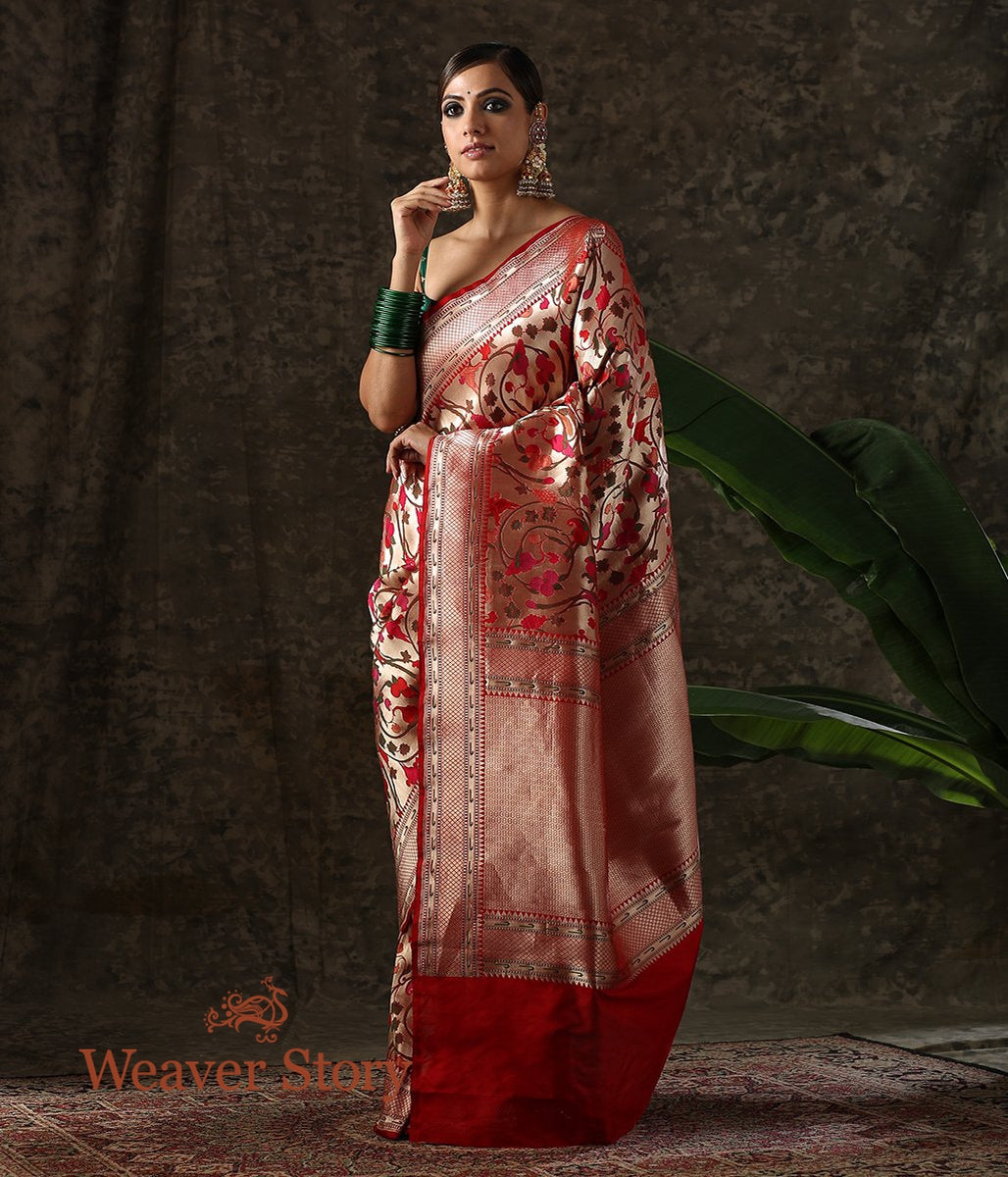 Handwoven_Red_Heavy_Paithani_Banarasi_Saree_WeaverStory_02