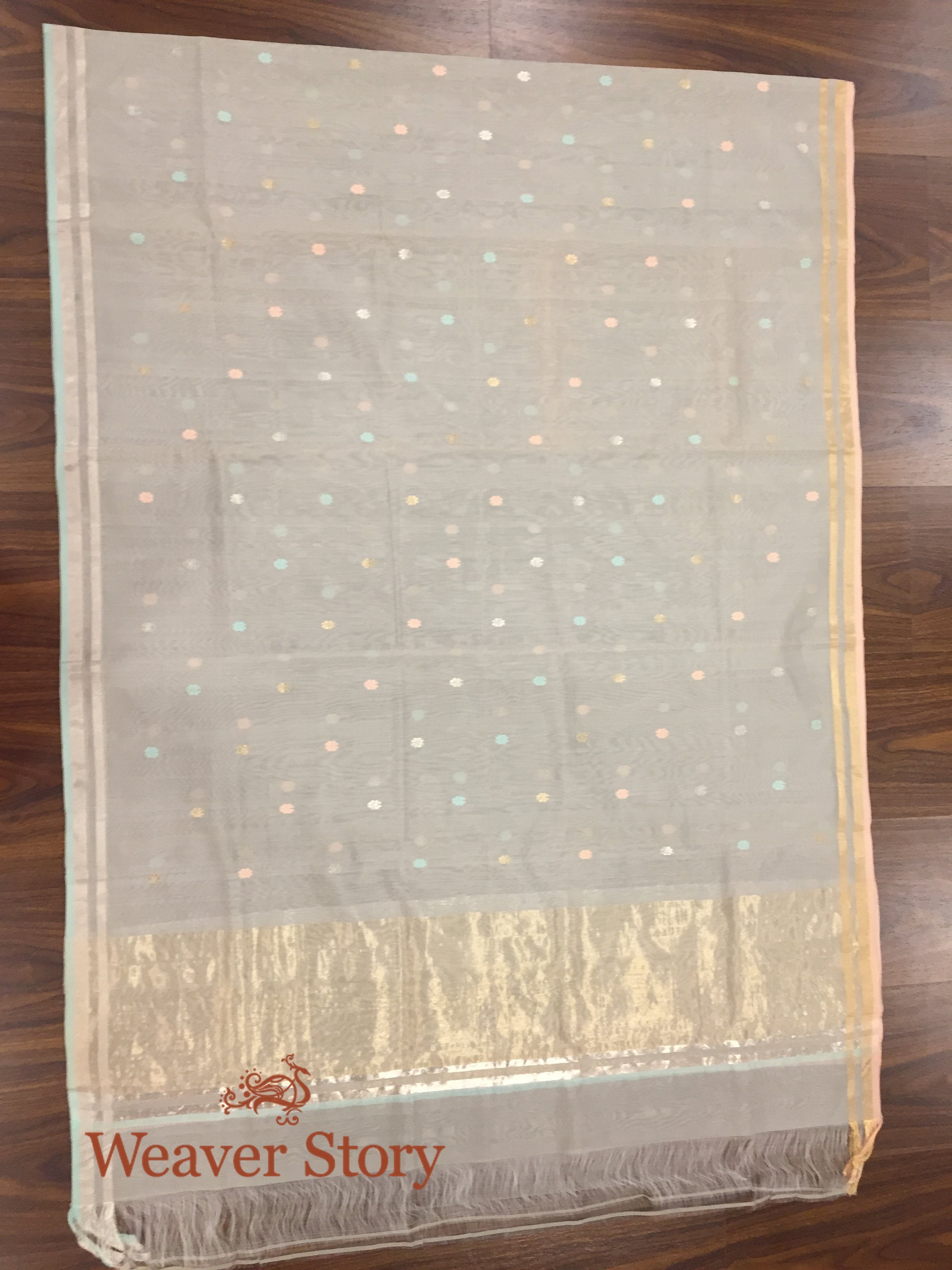 Handloom_Grey_Chanderi_Dupatta_with_Zari_Booti_WeaverStory_02