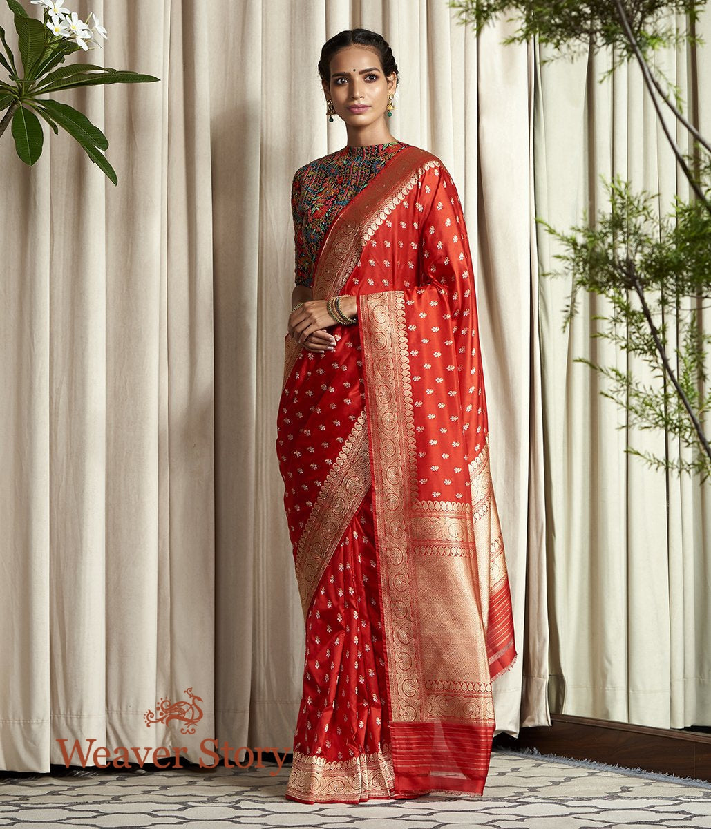 Handwoven_Red_Small_Alfi_Booti_Tested_Zari_WeaverStory_02