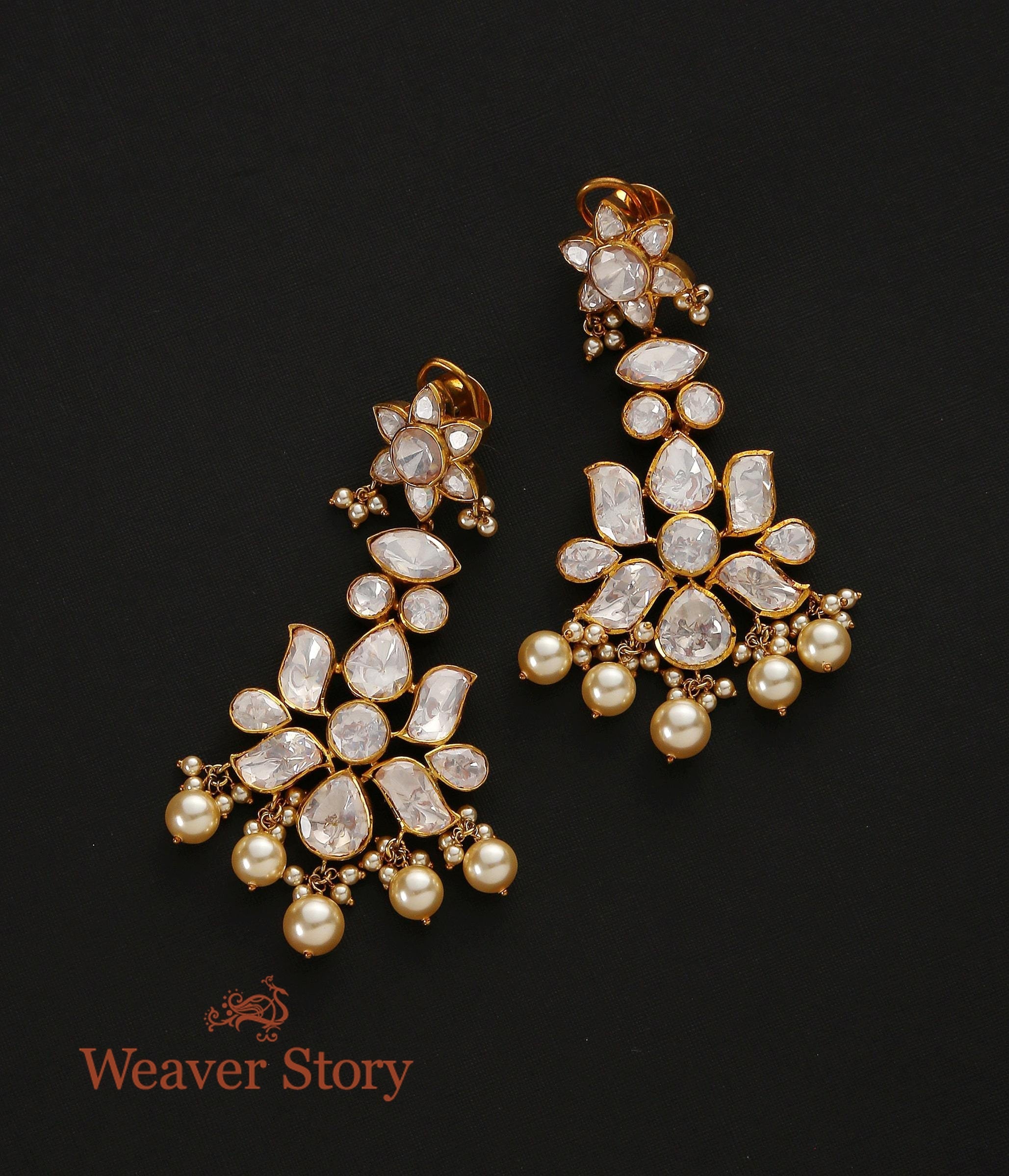Raajsi_Earrings_with_Moissanite_Polki_Crafted_in_Pure_Silver_WeaverStory_02