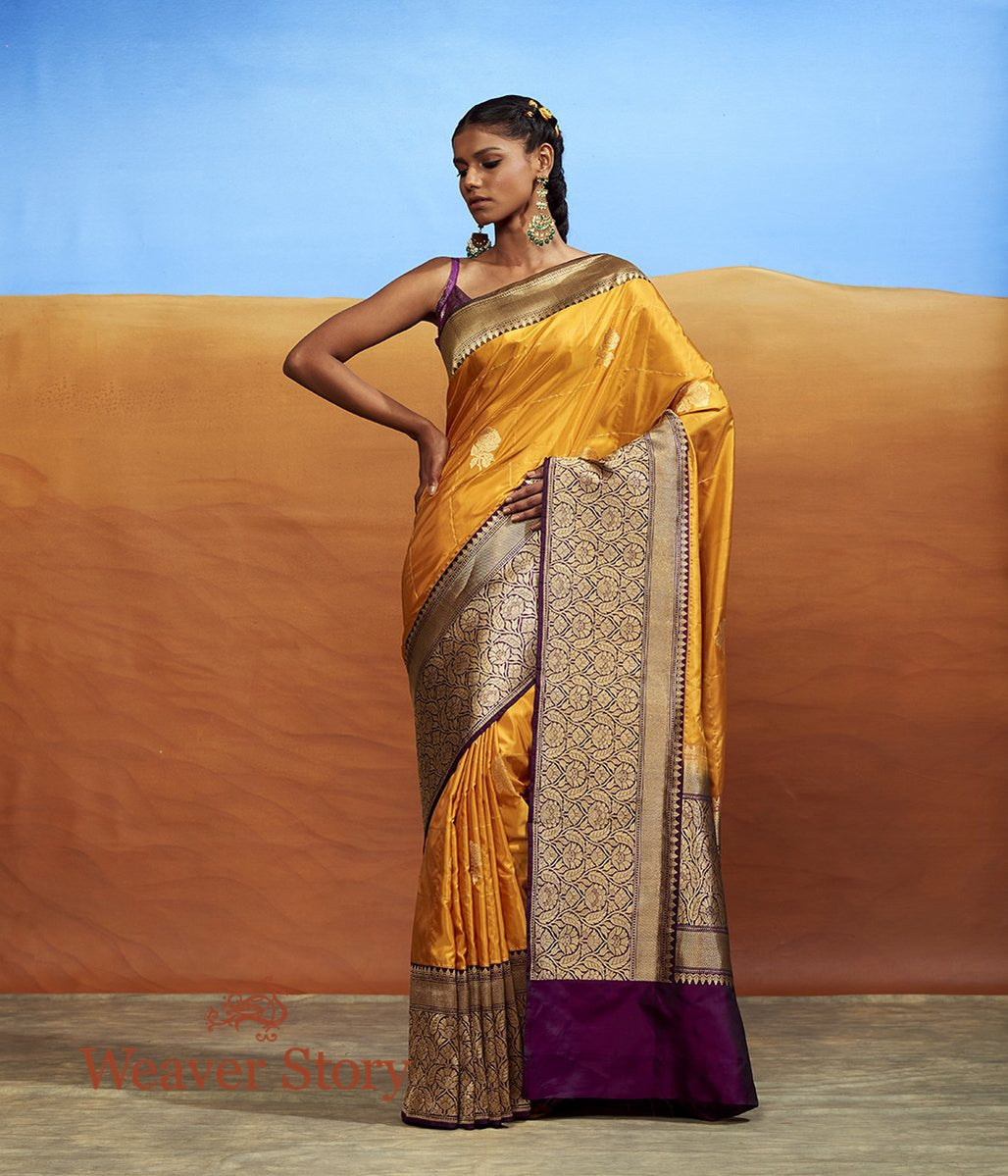 Handwoven_Yellow_Katan_Silk_Saree_with_Kadhiyal_Border_WeaverStory_02