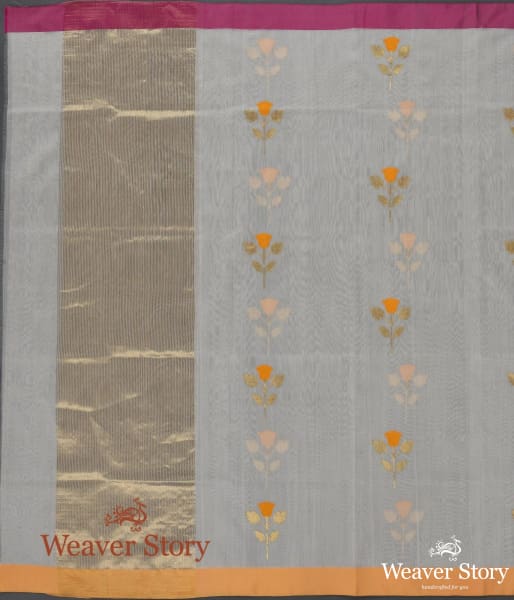 Handwoven_Offwhite_Cotton_Silk_Chanderi_Dupatta_with_Rose_Flower_Motif_WeaverStory_02