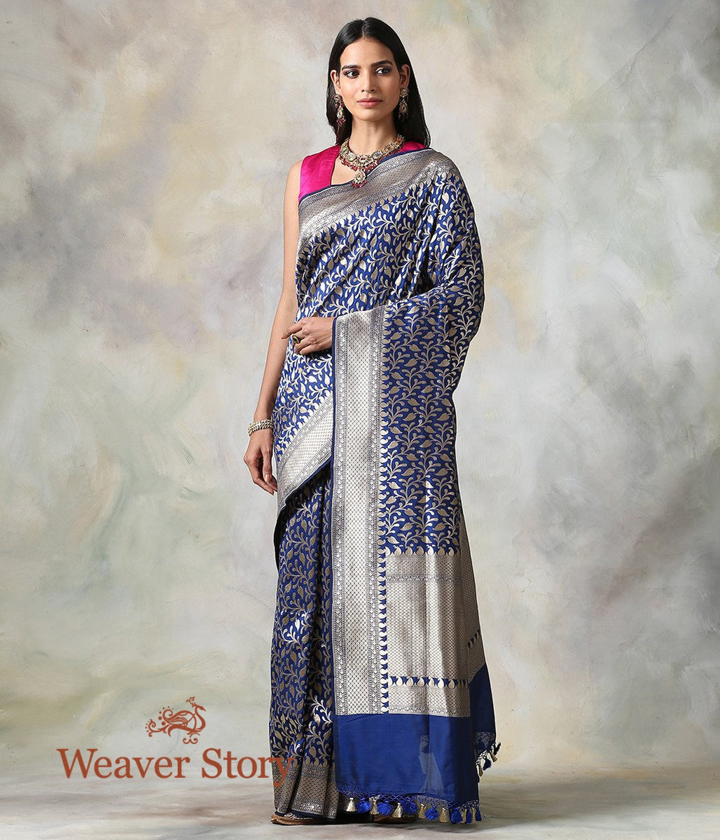 Handwoven_Blue_Katan_Silk_Saree_with_Cutwork_Jaal_WeaverStory_02