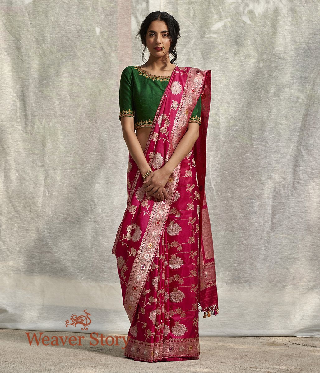 Handwoven_Pink_Sona_Rupa_Kadhwa_Jangla_Saree_with_Tissue_Weft_Border_and_Meenakari_WeaverStory_02