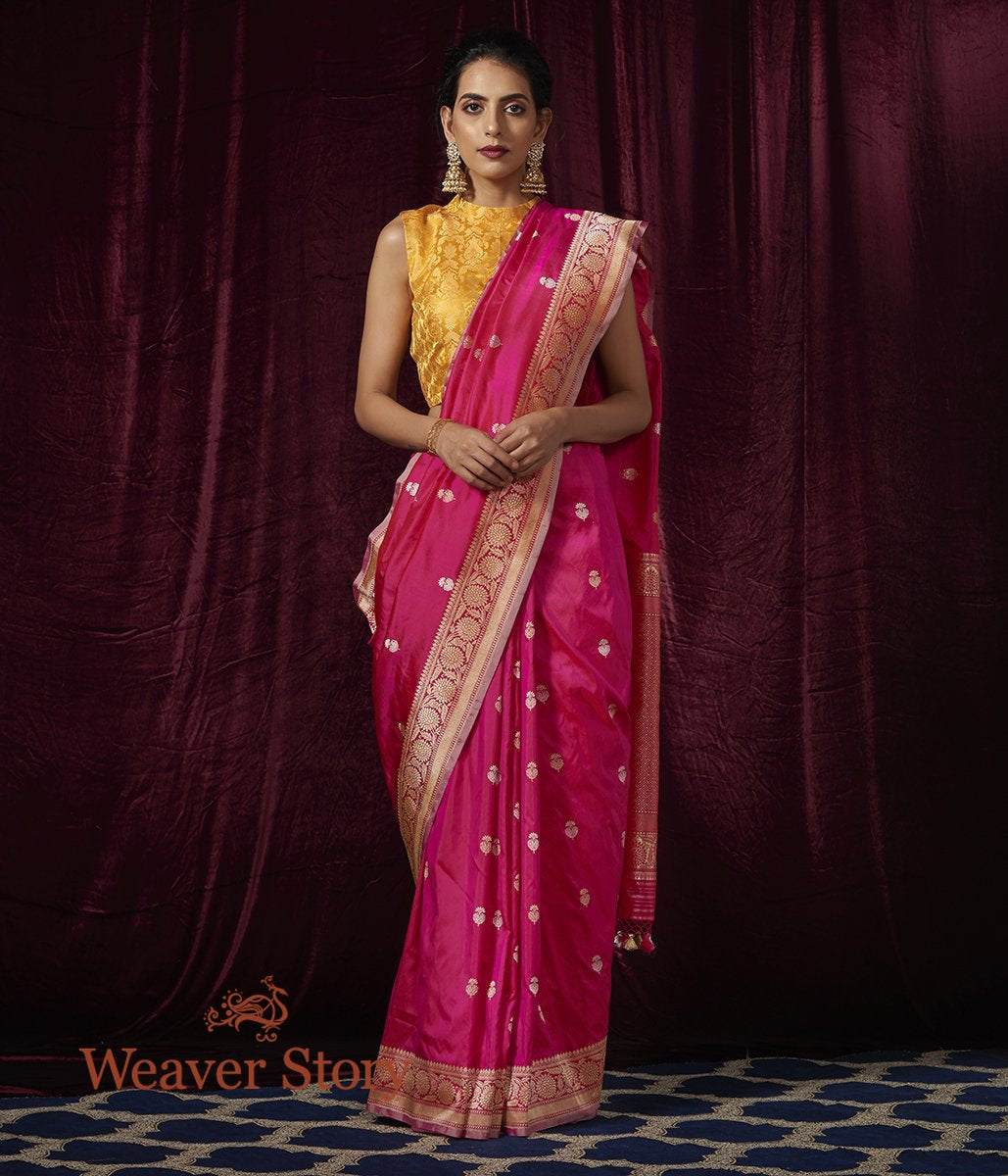 Handwoven_Pink_Katan_Silk_Saree_with_Kadhwa_Booti_WeaverStory_02
