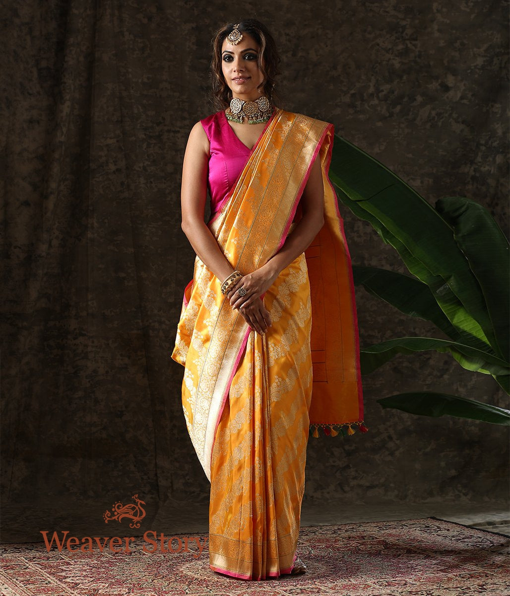 Handwoven_Golden_Yellow_Kadhwa_Jangla_Saree_WeaverStory_02