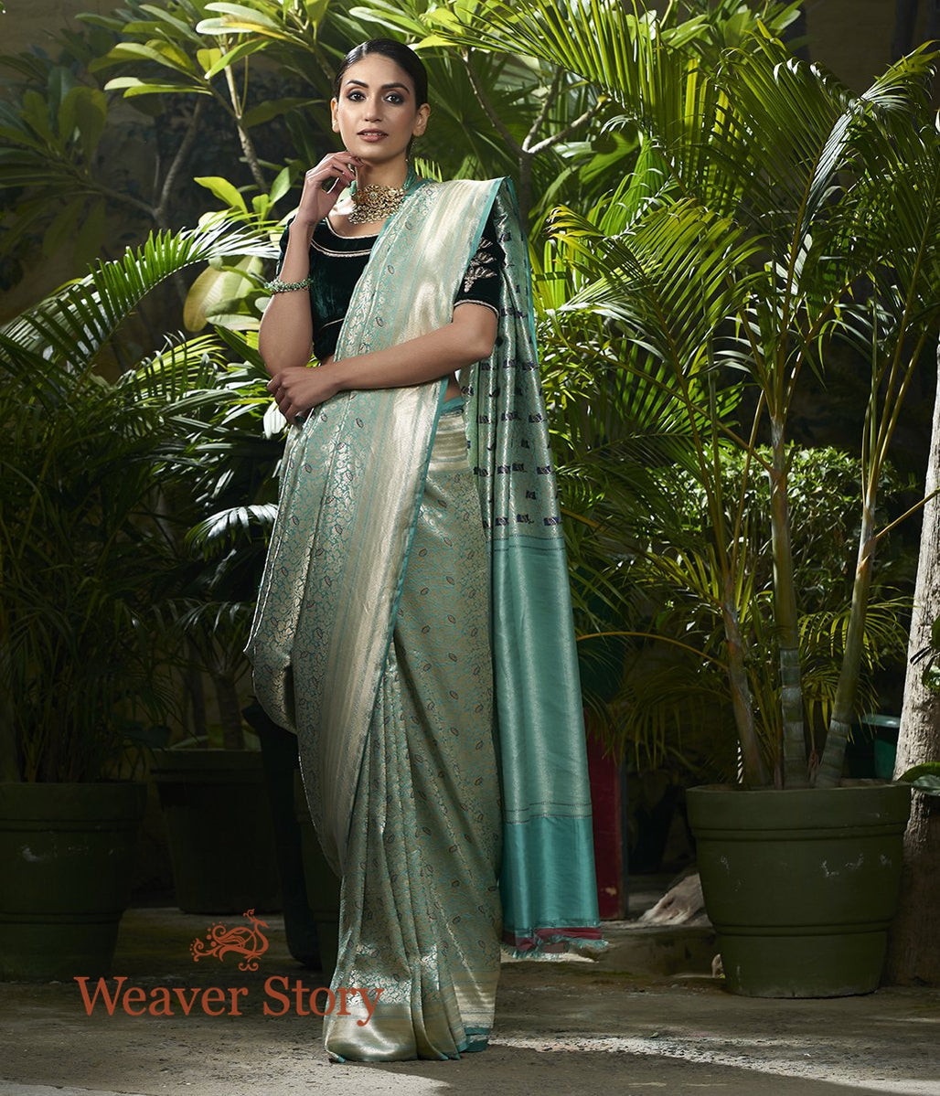 Handwoven_Sea_Green_Kimkhab_Saree_with_Meenakari_WeaverStory_02