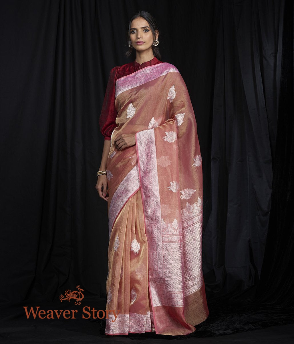 Handwoven_Peach_Pink_Tissue_Saree_with_Kadhwa_Boota_WeaverStory_02