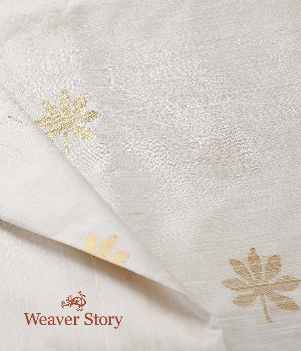 Handloom_Tusser_Silk_Kadhwa_Leaf_Booti_Fabric_WeaverStory_02