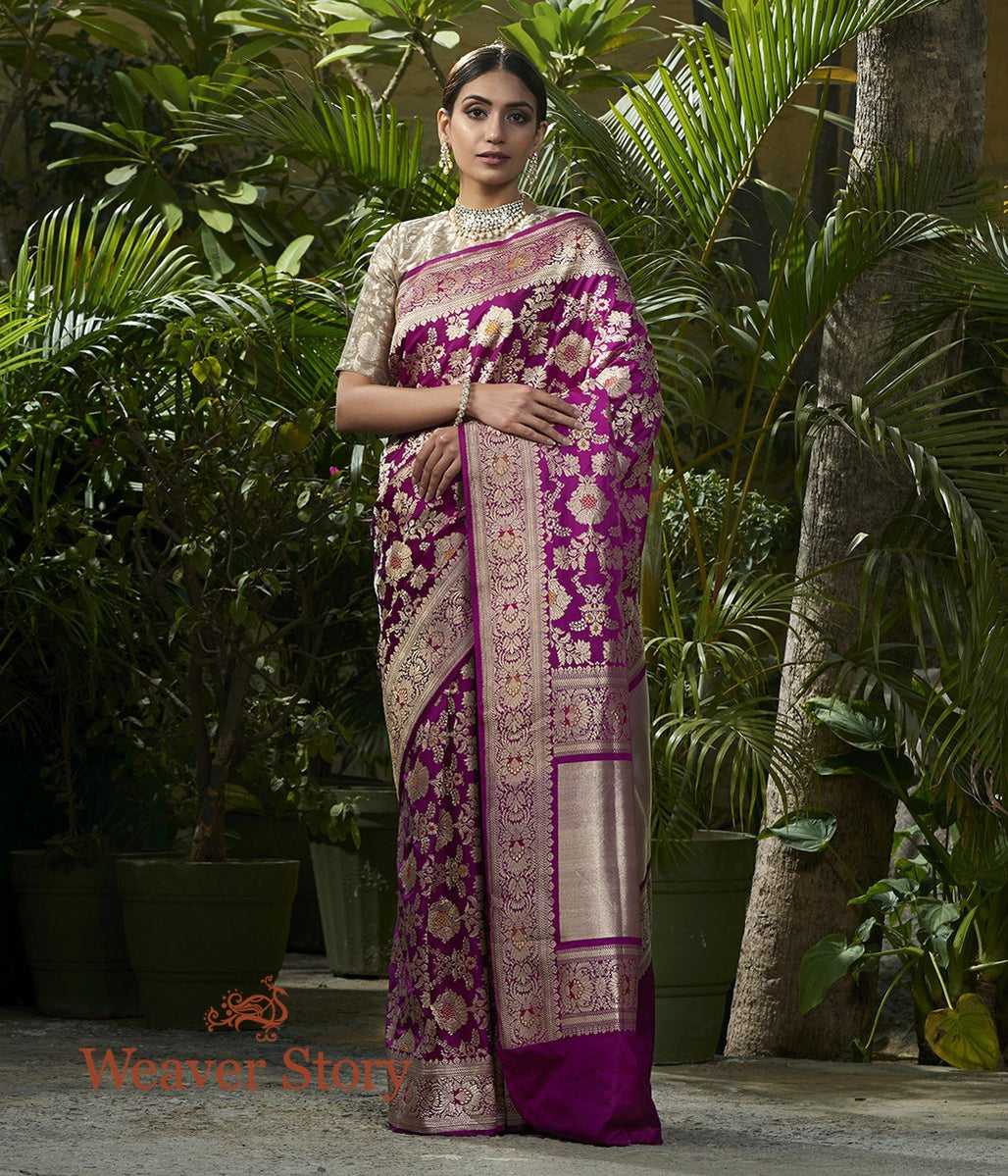 Handwoven_Purple_Kadhwa_Meenakari_Jangla_Saree_WeaverStory_02