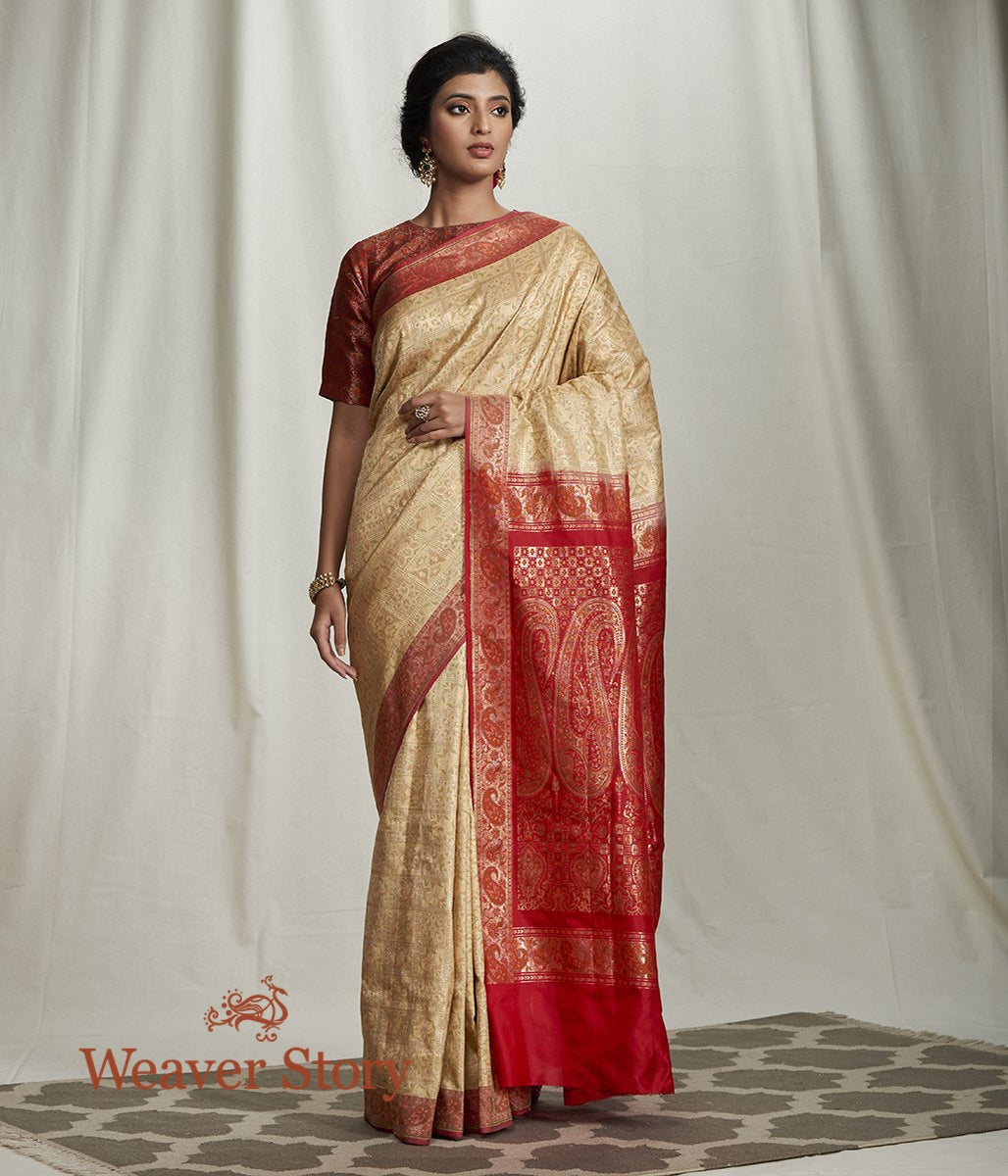 Handwoven_Cream_and_Red_Banarasi_Gharchola_Saree_WeaverStory_02