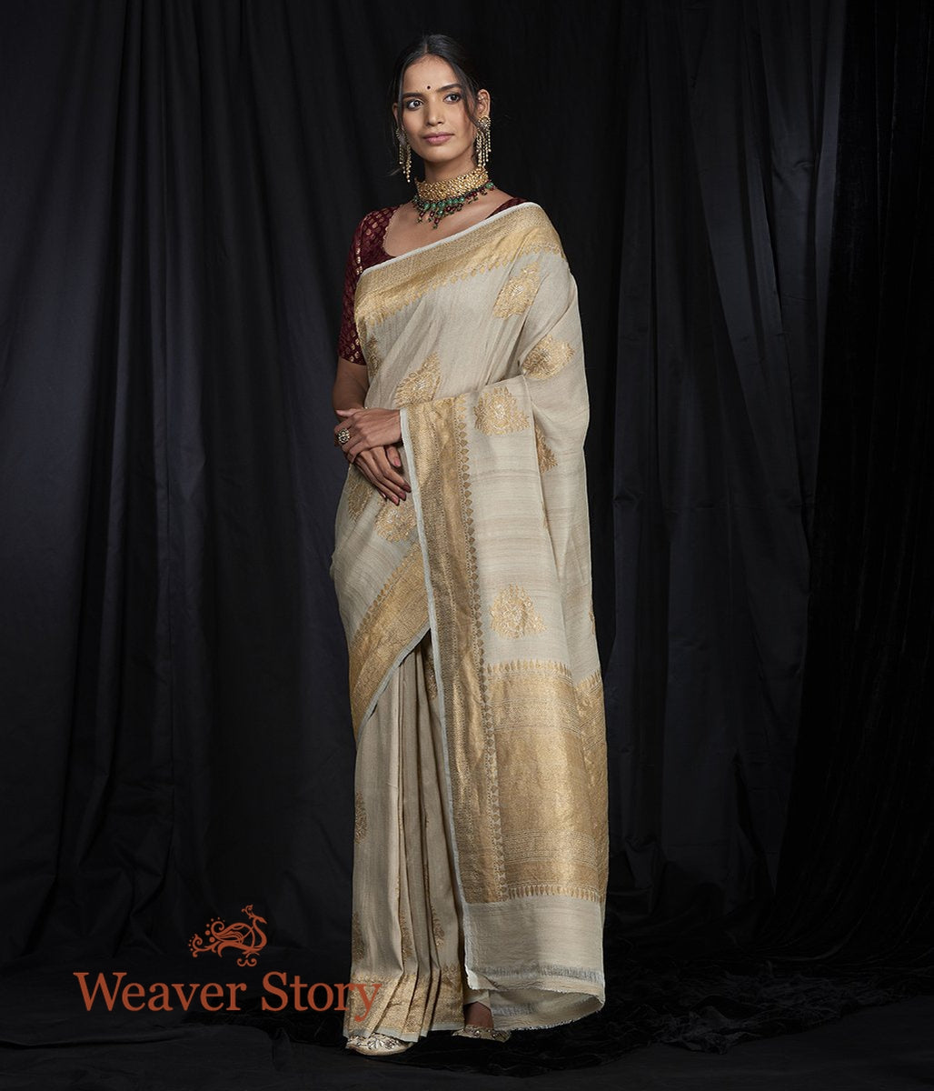 Handloom_OffWhite_Tusser_Georgette_Saree_WeaverStory_02