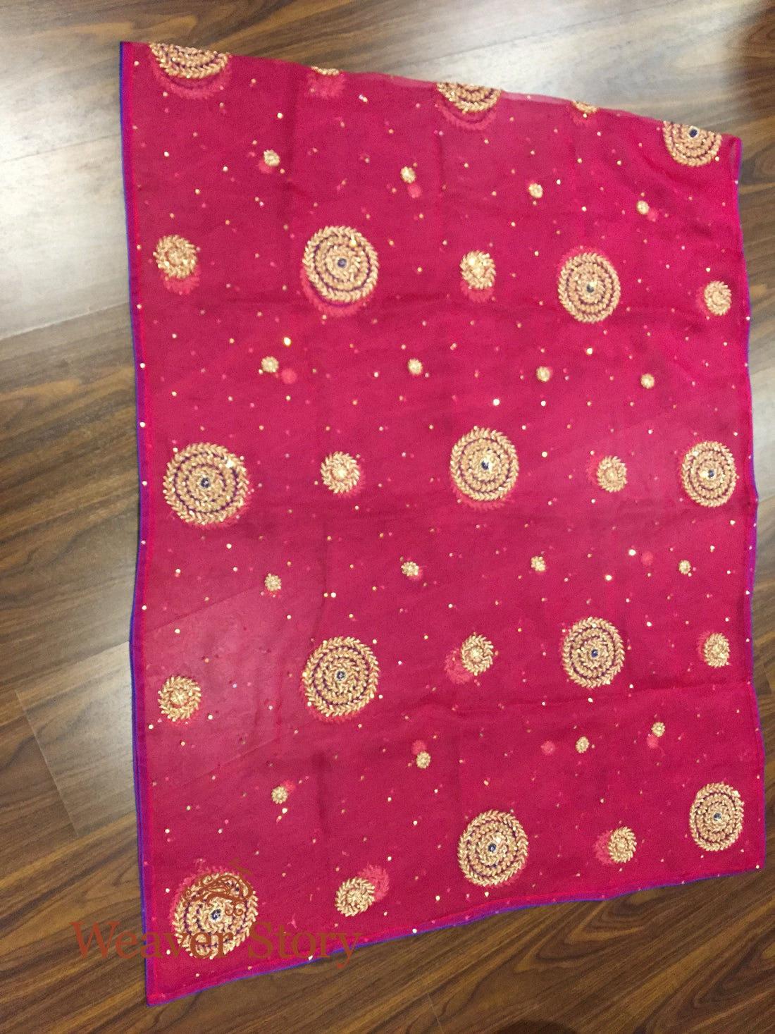 Handloom_Magenta_Rangoli_Dupatta_with_Zardozi_Work_WeaverStory_02