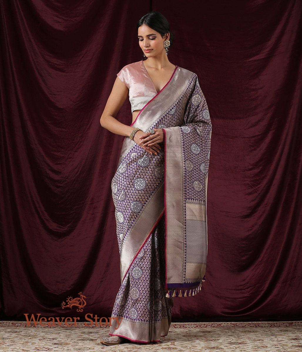Handloom_Purple_Kadhwa_Jangla_Saree_with_Wine_Selvedge_WeaverStory_02
