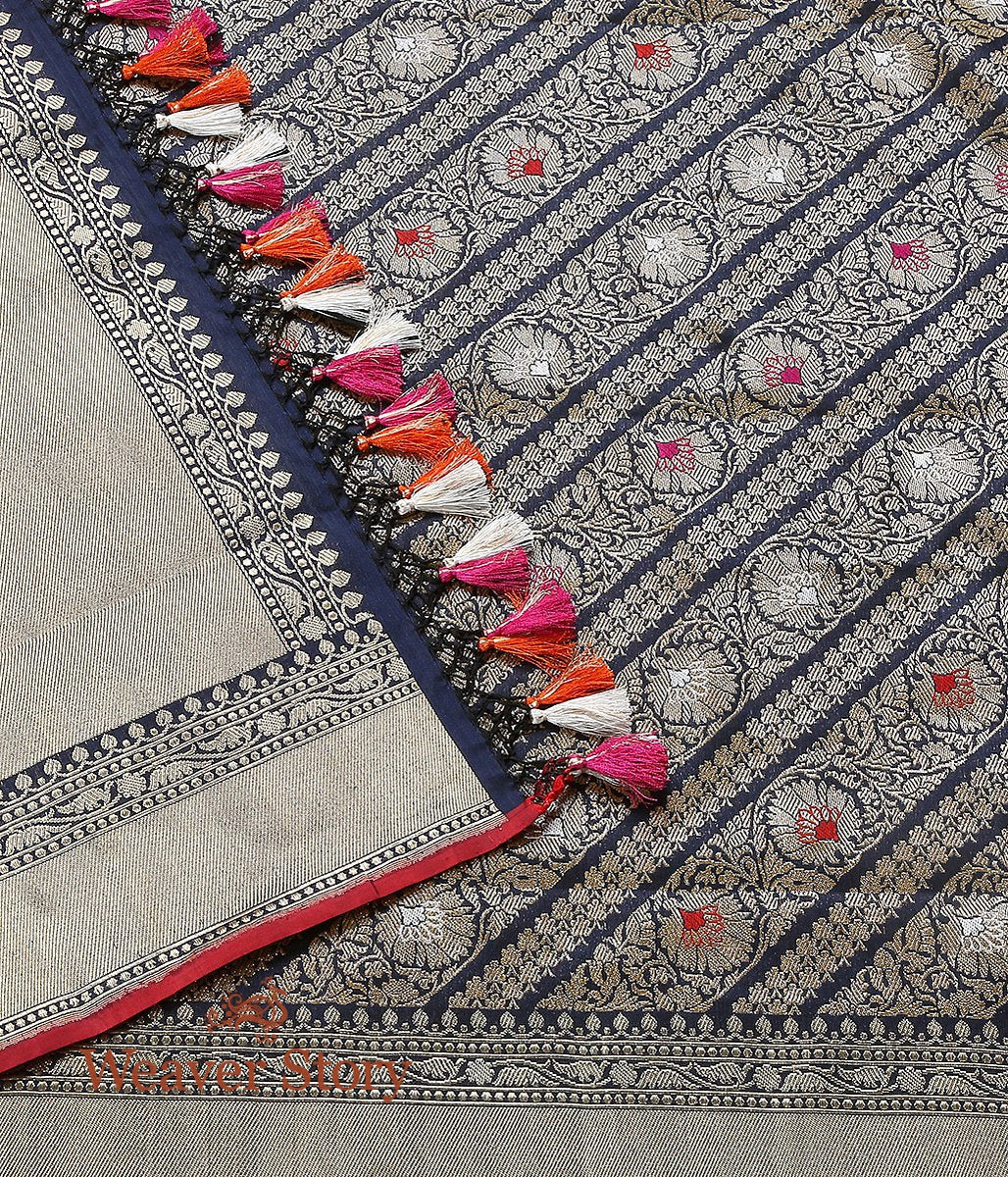 Handloom_Navy_Blue_Diagonal_Kimkhab_Dupatta_WeaverStory_02