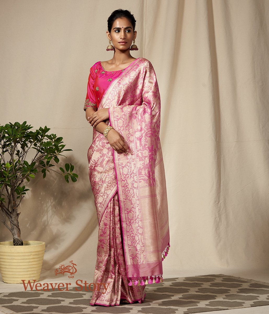 Handwoven_Soft_Pink_Banarasi_Shikargah_Saree_WeaverStory_02