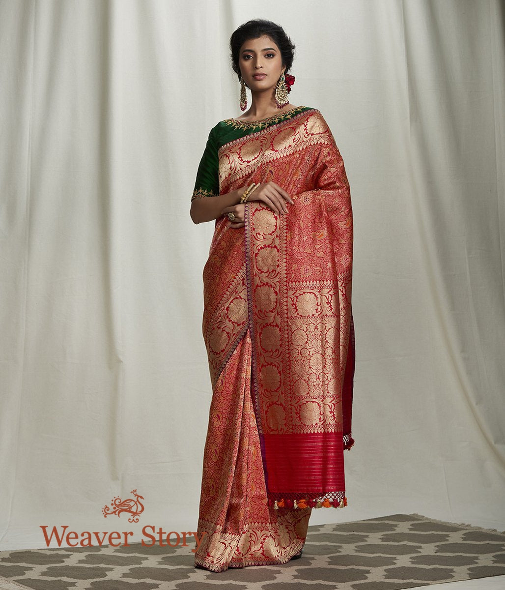 Handloom_Red_Kimkhab_Saree_with_Meenakari_WeaverStory_02