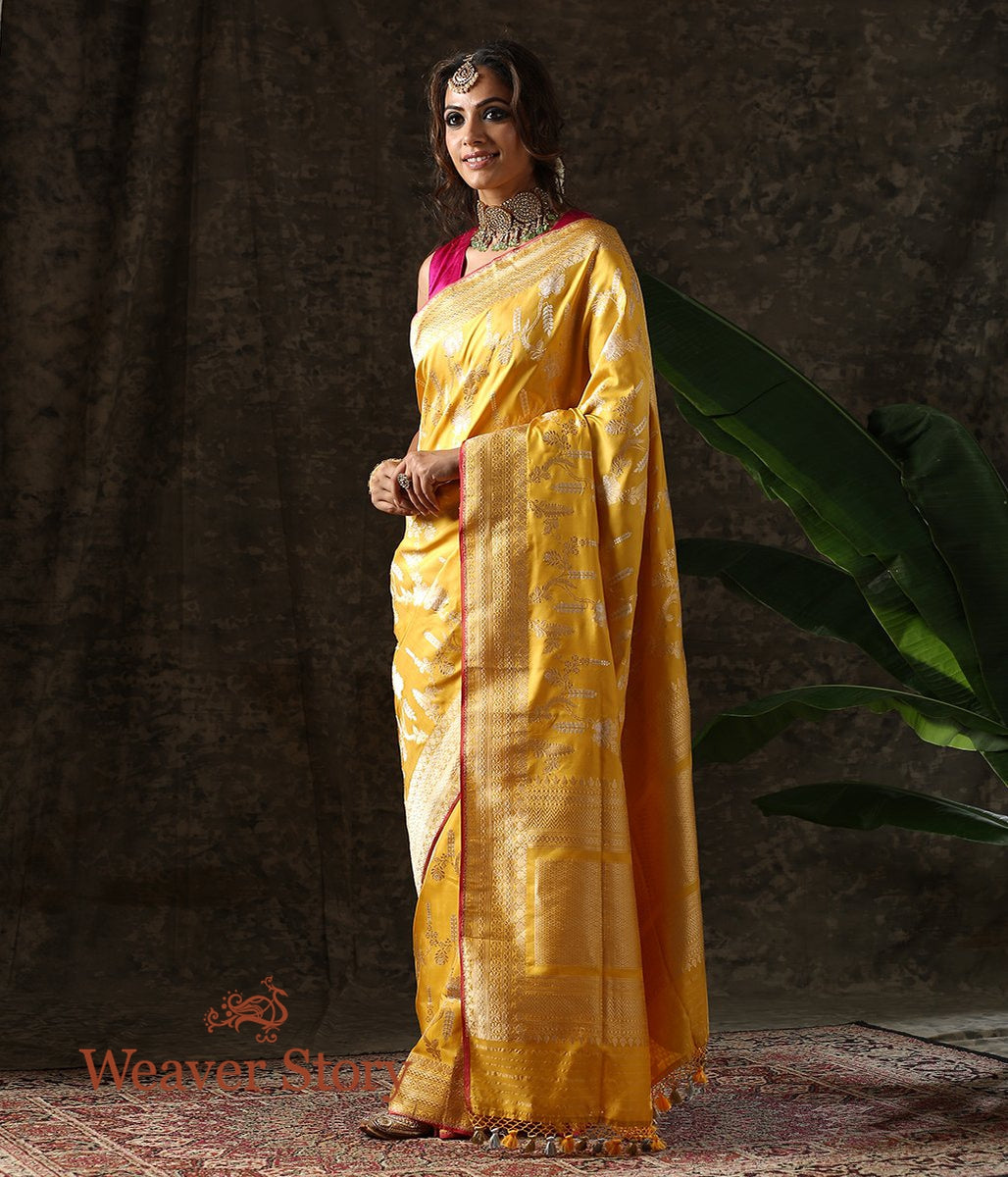 Handwoven_Yellow_Sona_Rupa_Kadhwa_Jangla_Saree_WeaverStory_02
