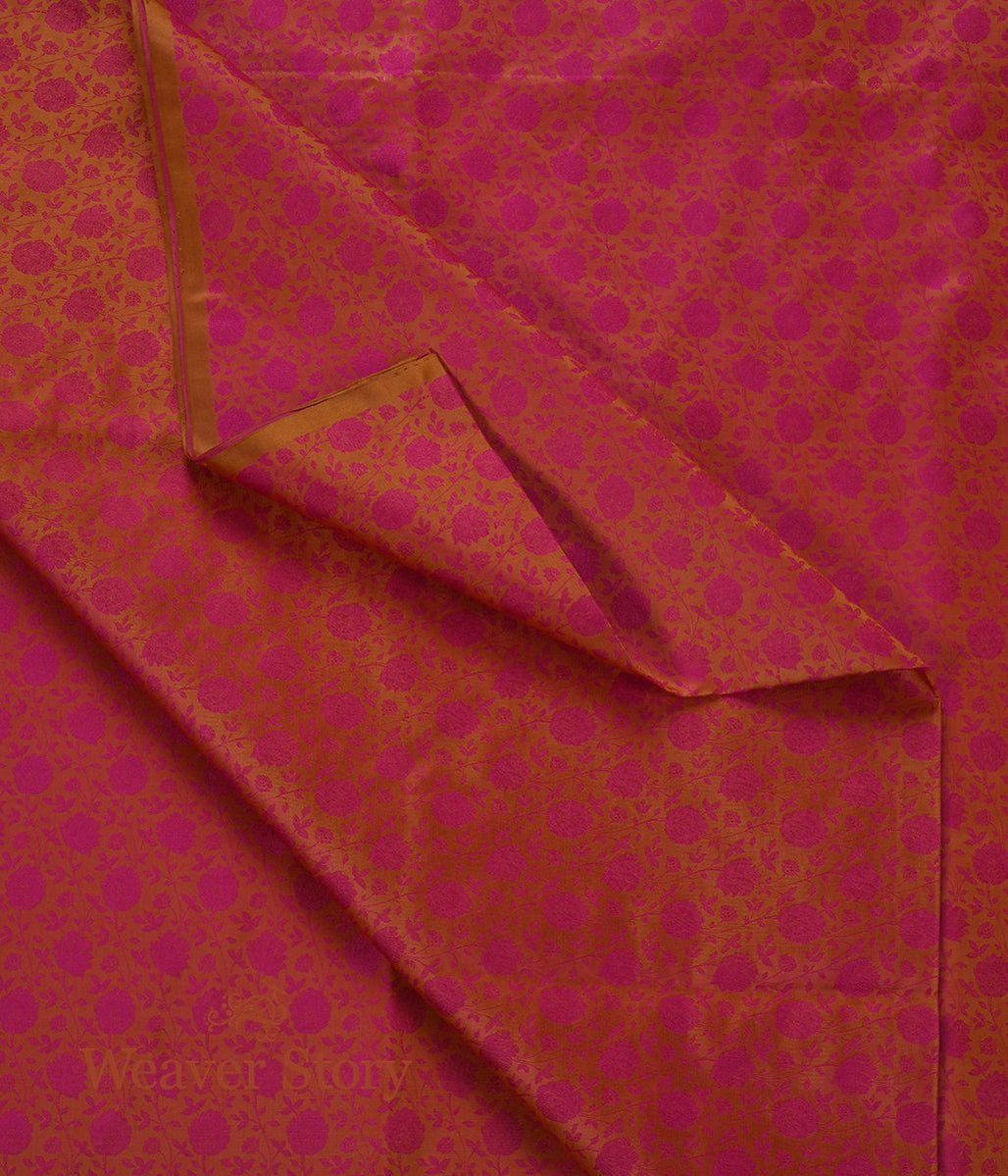 Handloom_Mustrad_and_Pink_Floral_Tanchoi_Fabric_WeaverStory_02