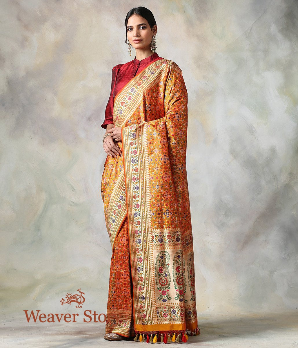 Handwoven_Mustard_Double_Warp_Patola_Saree_with_Meenakari_WeaverStory_02