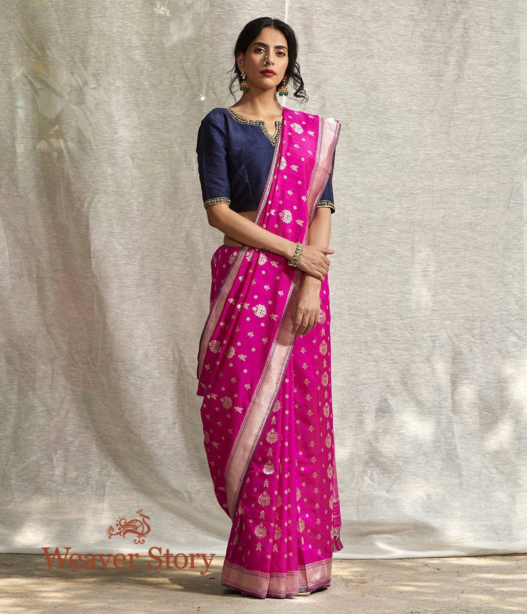 Handloom_Hot_Pink_Ektara_Saree_with_Konia_WeaverStory_02