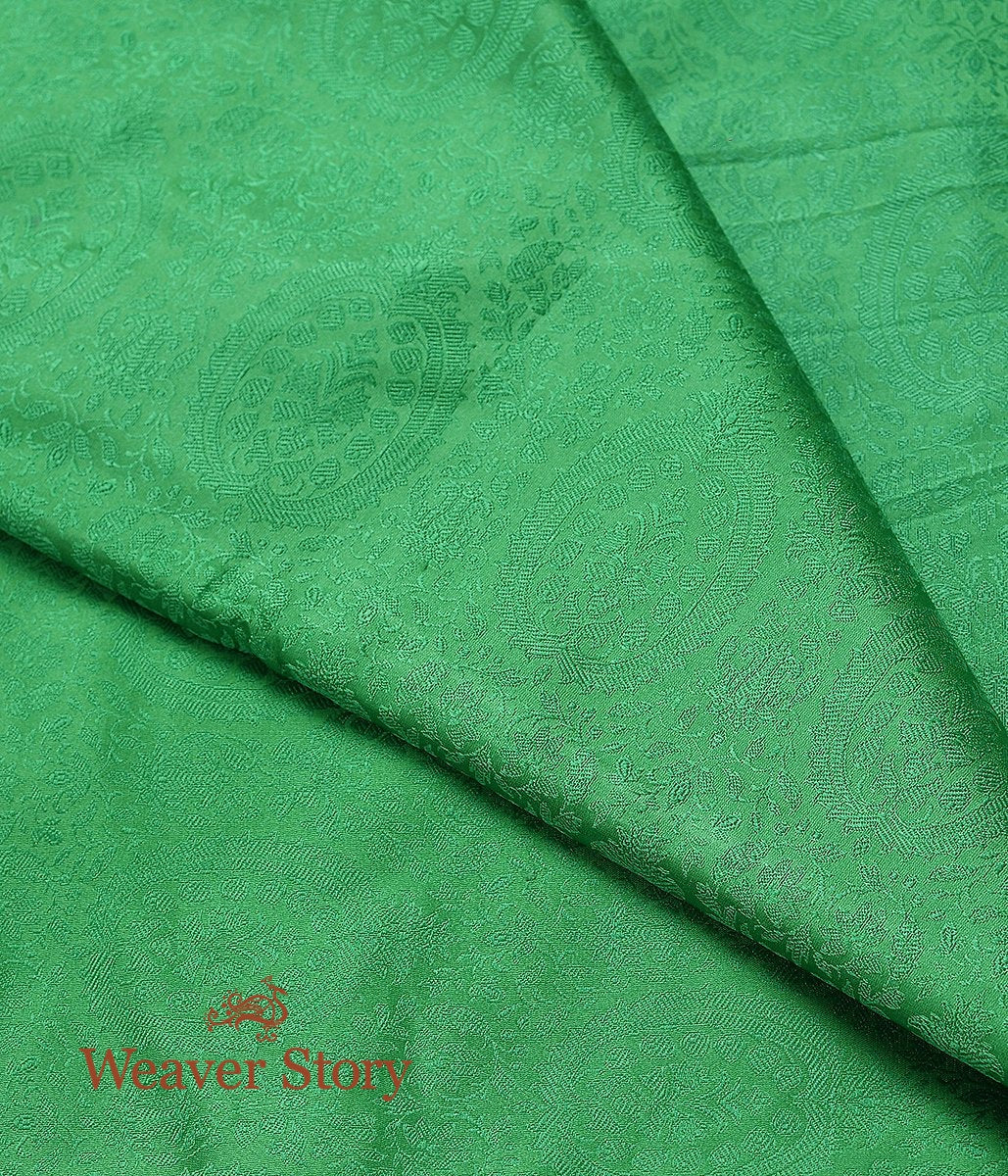 Handloom_Green_Self_Tanchoi_Fabric_WeaverStory_02