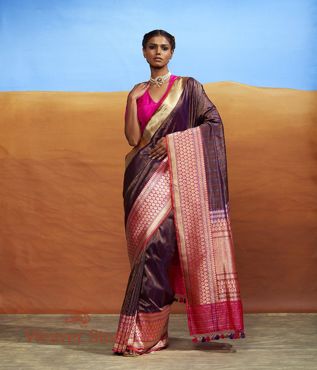 Handloom_Purple_Tanchoi_Saree_with_Pink_Kadhiyal_Border_WeaverStory_02