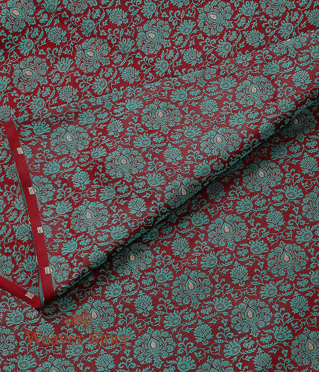 Handloom_Red_and_Green_Zari_Booti_Jaal_Fabric_WeaverStory_02