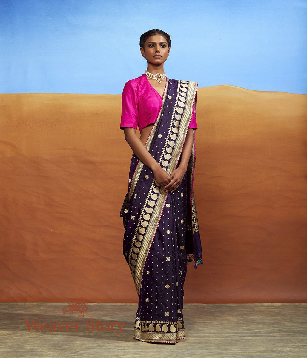 Handwoven_Purple_Booti_Saree_with_Paisley_Border_WeaverStory_02