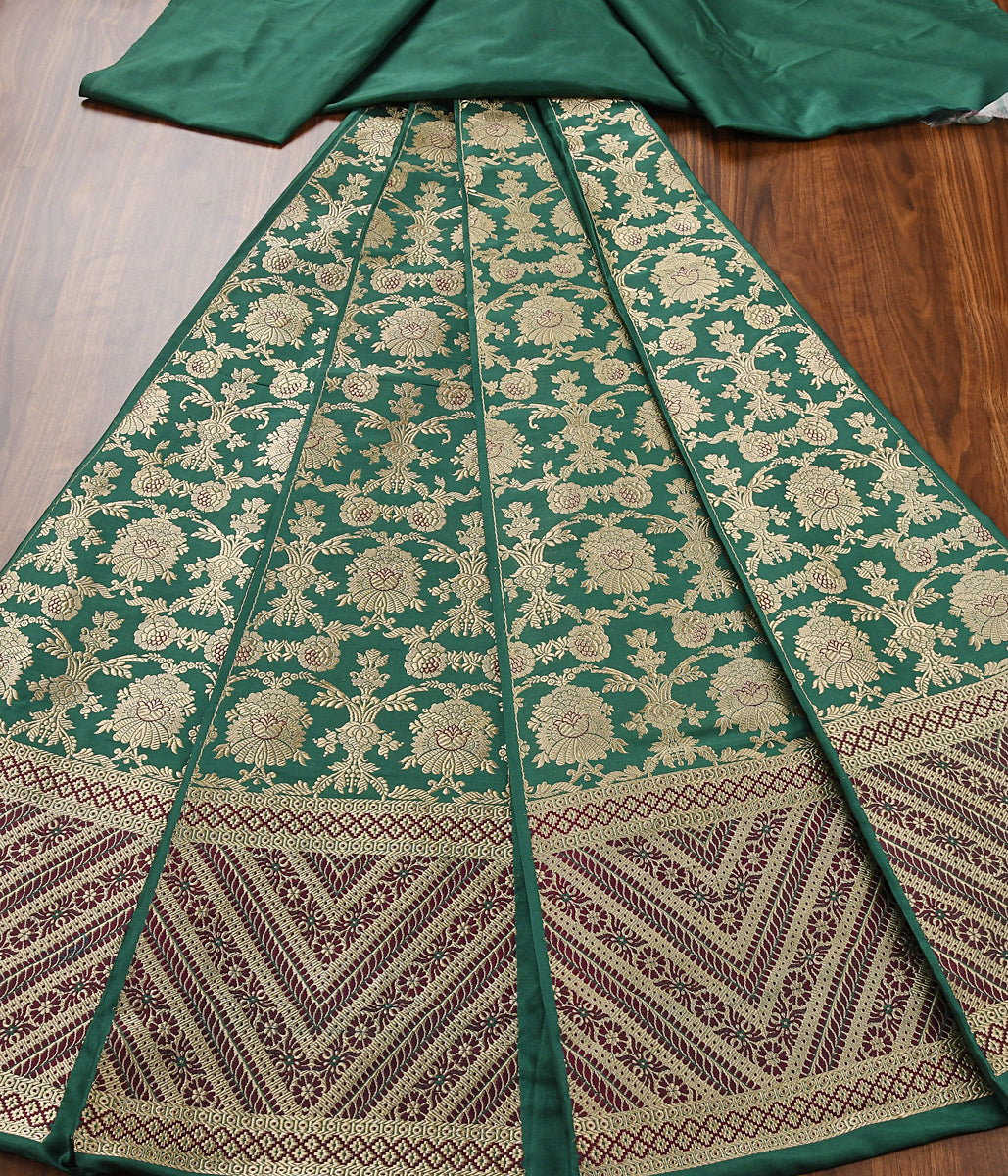 Handwoven_Green_Meenakari_Lehenga_with_Red_Border_WeaverStory_02