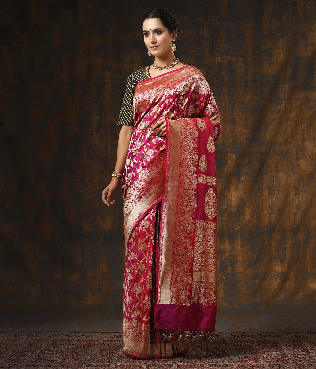 Handloom_Pink_and_Purple_Dual_Tone_Banarasi_Jangla_WeaverStory_02