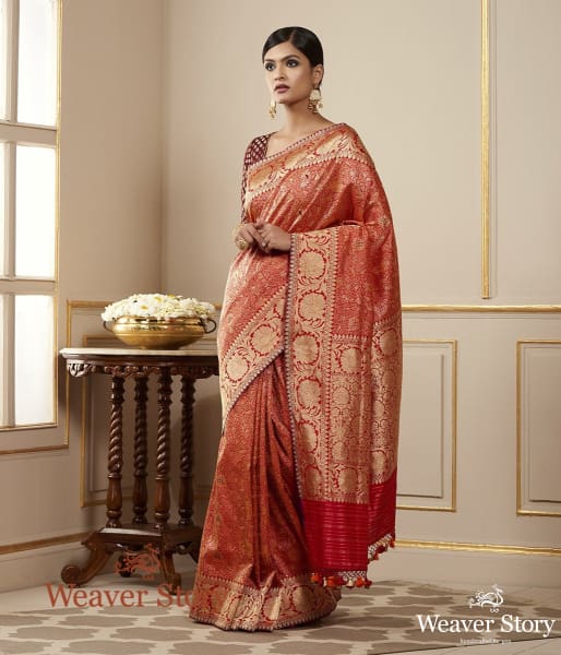 Handwoven_Red_Kimkhab_Saree_with_Meenakari_WeaverStory_02