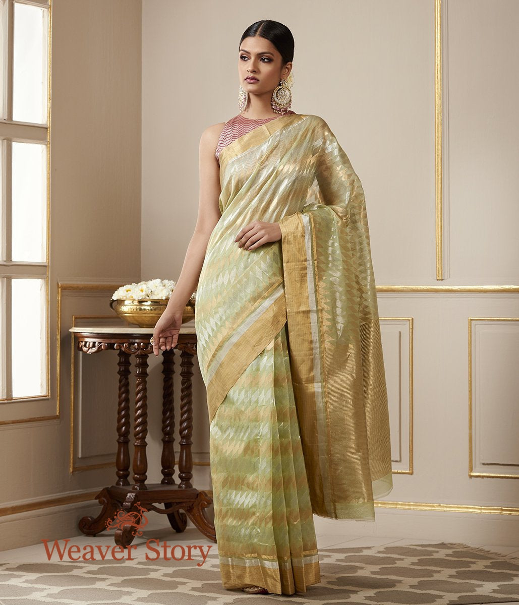 Handloom_Pistachio_Green_Chevron_Chanderi_Saree_WeaverStory_02