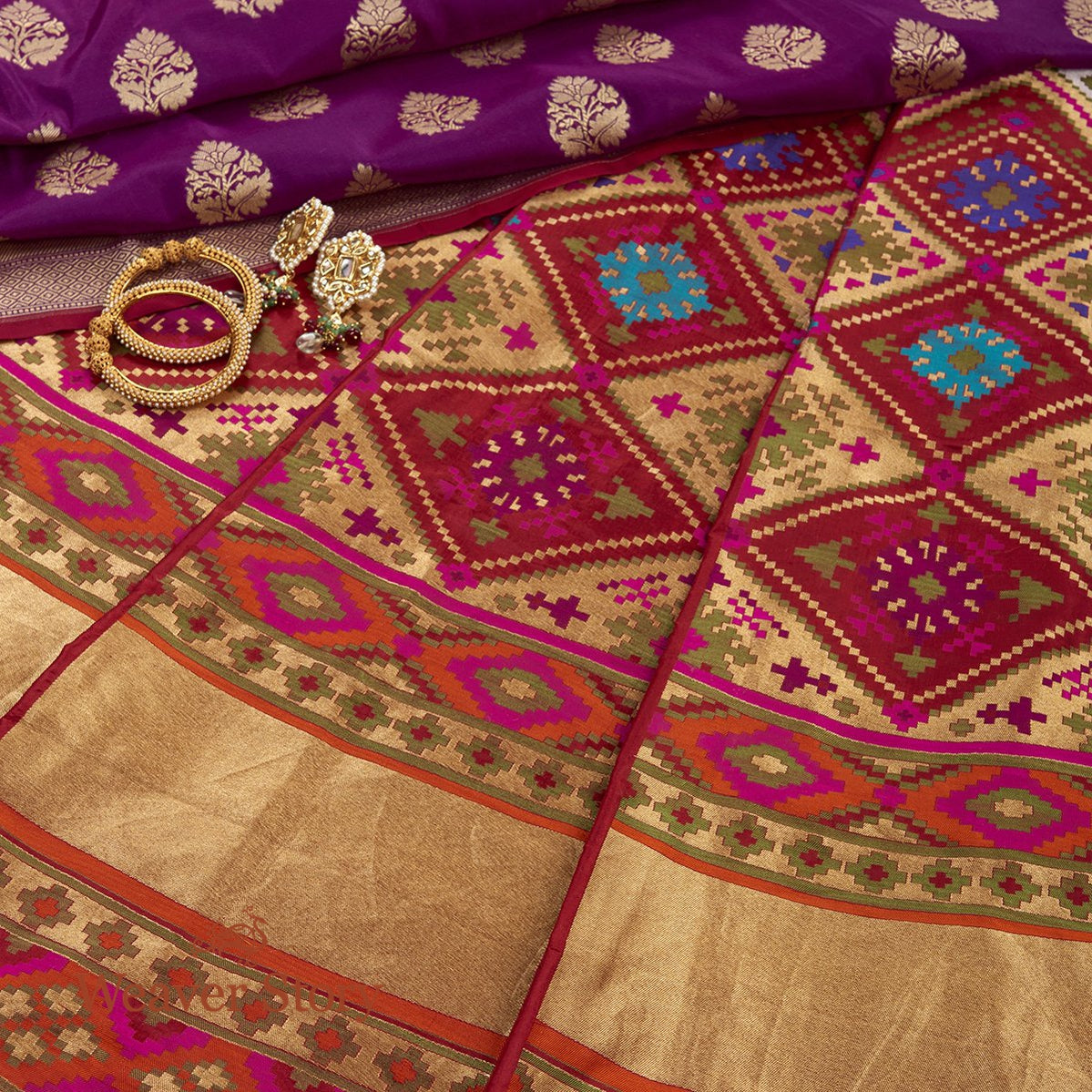 Handwoven_Banarasi_Lehenga_in_Maroon_with_Patola_Inspired_Weave_WeaverStory_06