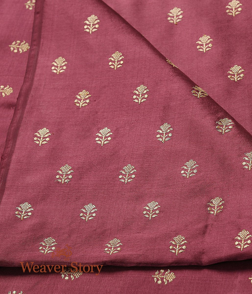 Handloom_Wine_Tulsi_Booti_Gold_Zari_Fabric_WeaverStory_02