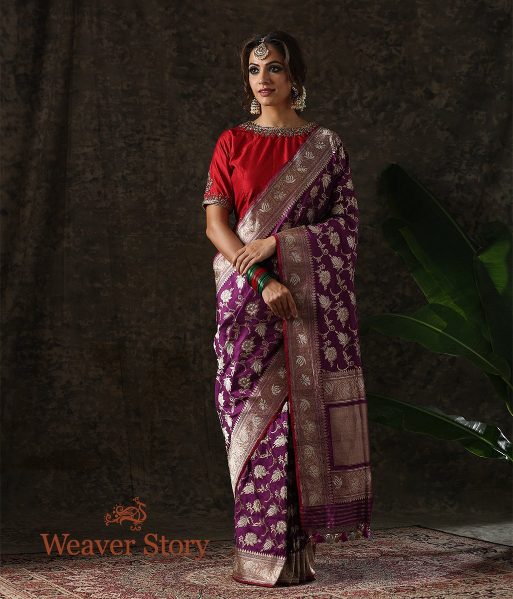 Handwoven_Purple_Banarasi_Saree_with_Sona_Rupa_Zari_Jaal_WeaverStory_02