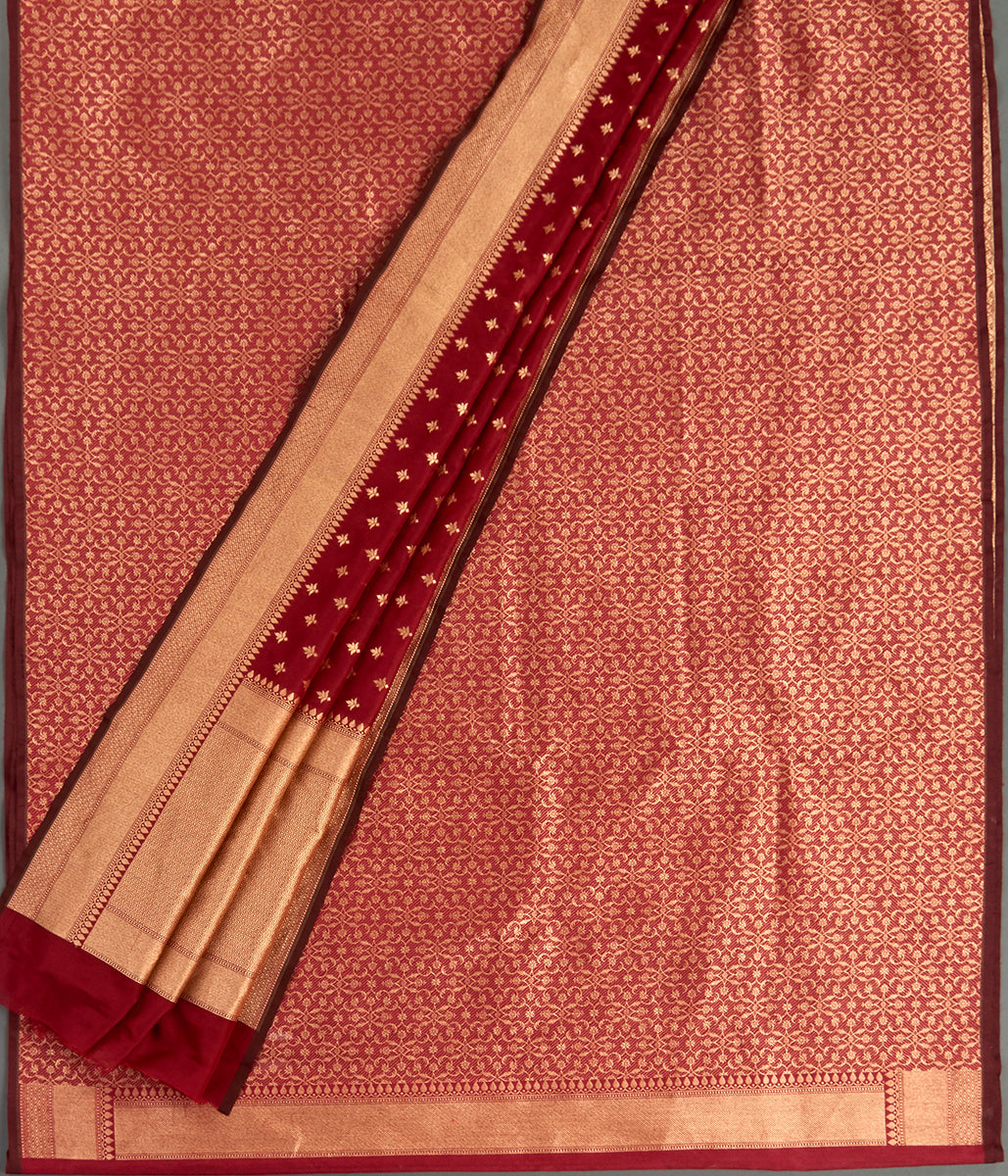 Banarasi_Suit_-_Handwoven_Mahroon_Banarasi_Tanchui_Kurta_with_Bootidar_Dupatta_WeaverStory_02