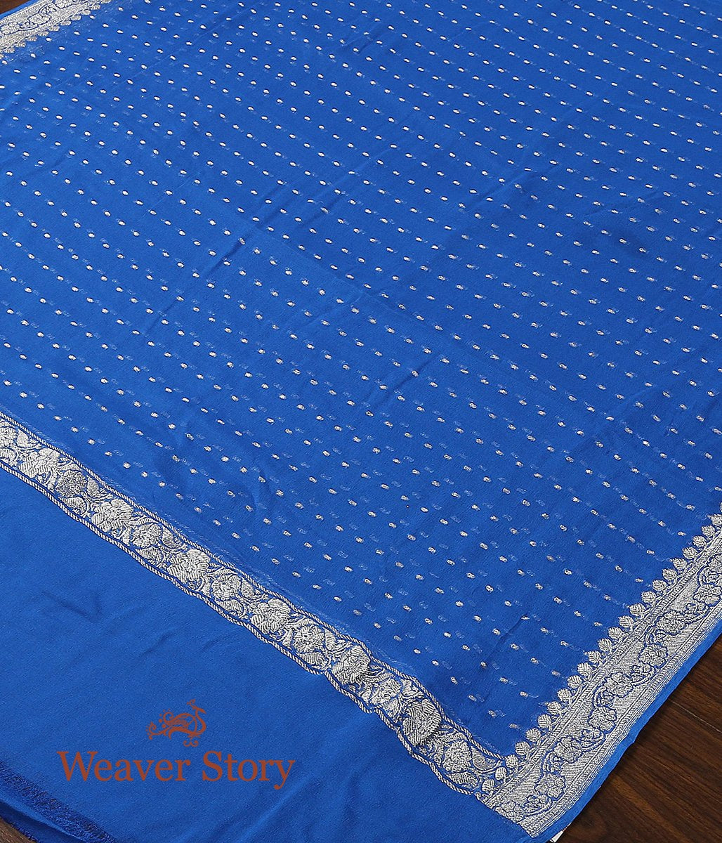 Handloom_Blue_Georgette_Dupatta_with_Silver_Zari_WeaverStory_03