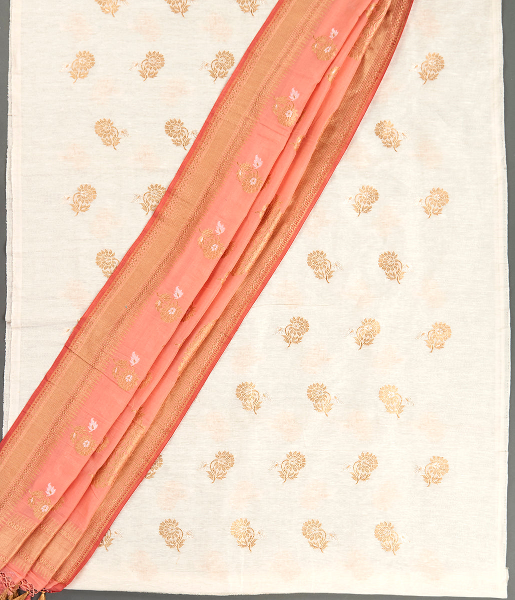 Suit_Set_-_Handwoven_Offwhite_Linen_Kurta_with_Peach_Dupatta_WeaverStory_02