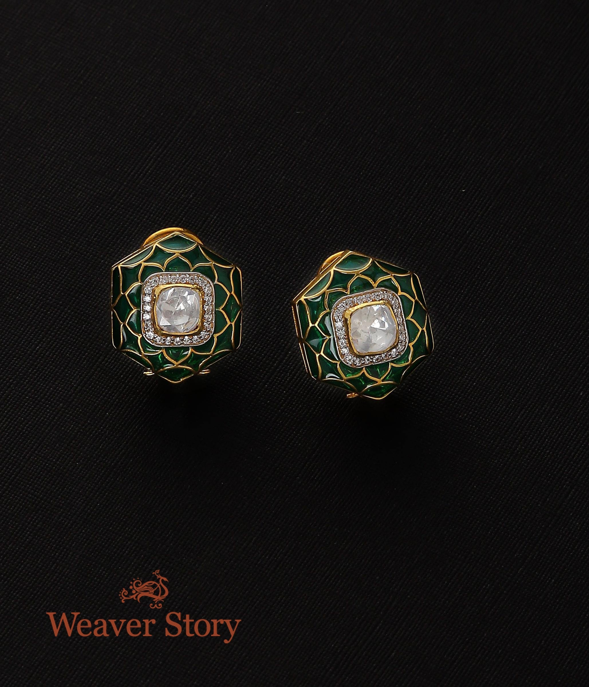Shatkon_Earrings_with_Moissanite_Polki_Crafted_in_Pure_Silver_WeaverStory_02