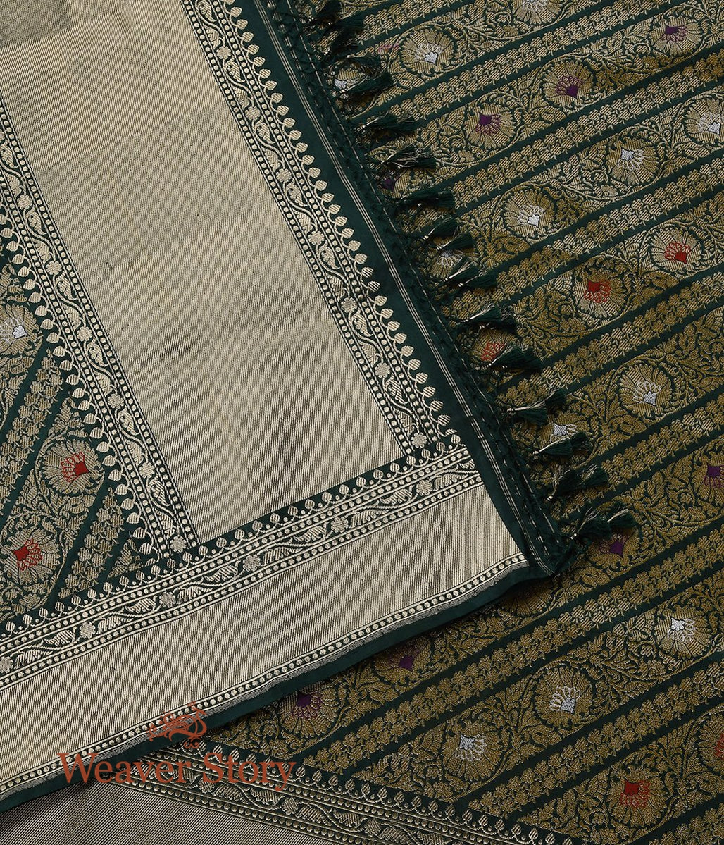 Handloom_Bottle_Green_Diagonal_Weave_Kimkhab_Dupatta_WeaverStory_02