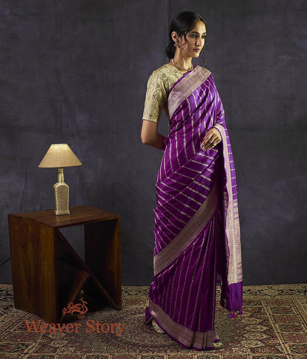 Handwoven_Purple_Banarasi_Saree_with_Zari_Stripes_WeaverStory_02